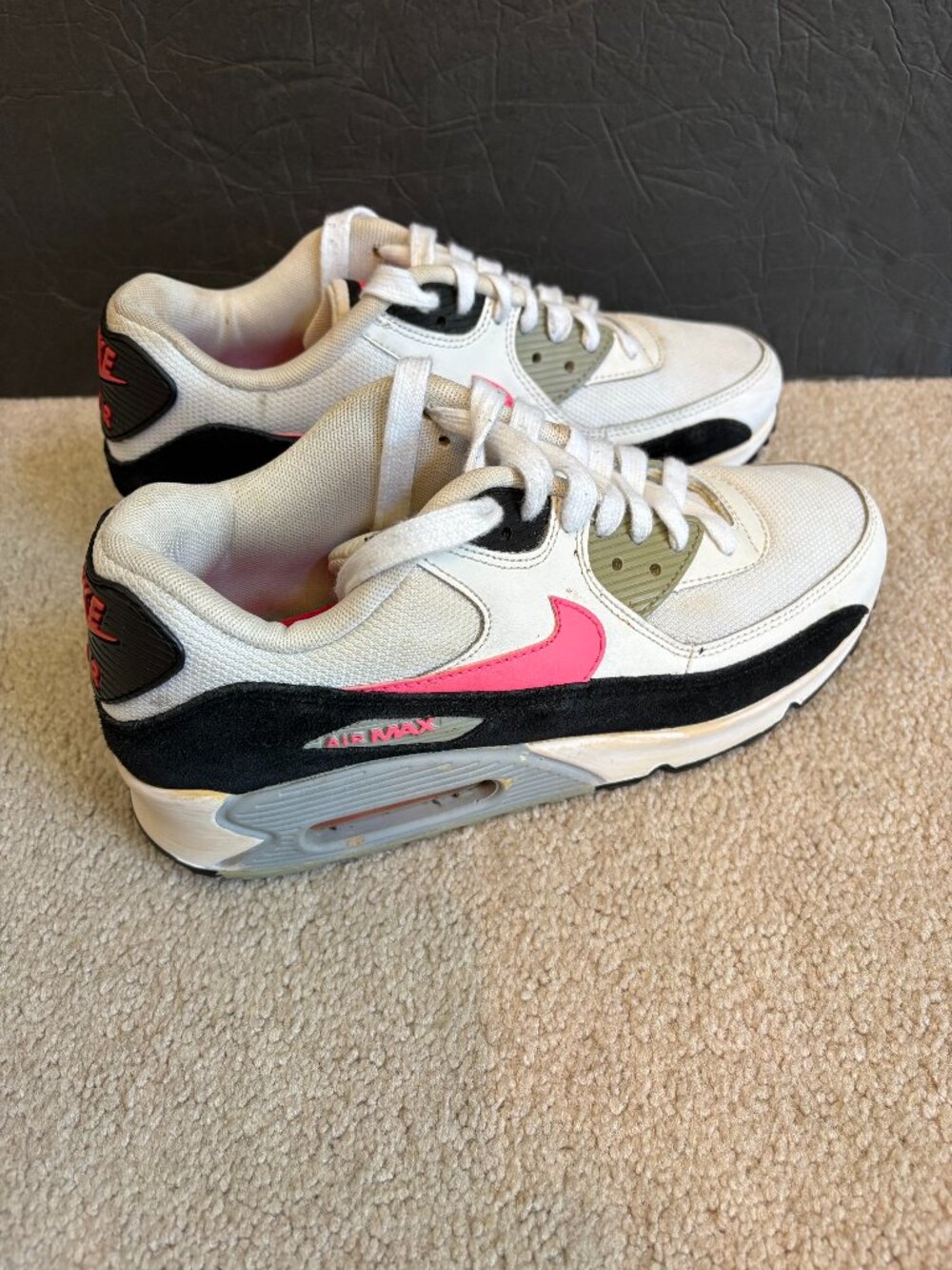 Nike Air Max 90 Essential White Hyper Pink Running Shoes Men's Size 9 537384-120